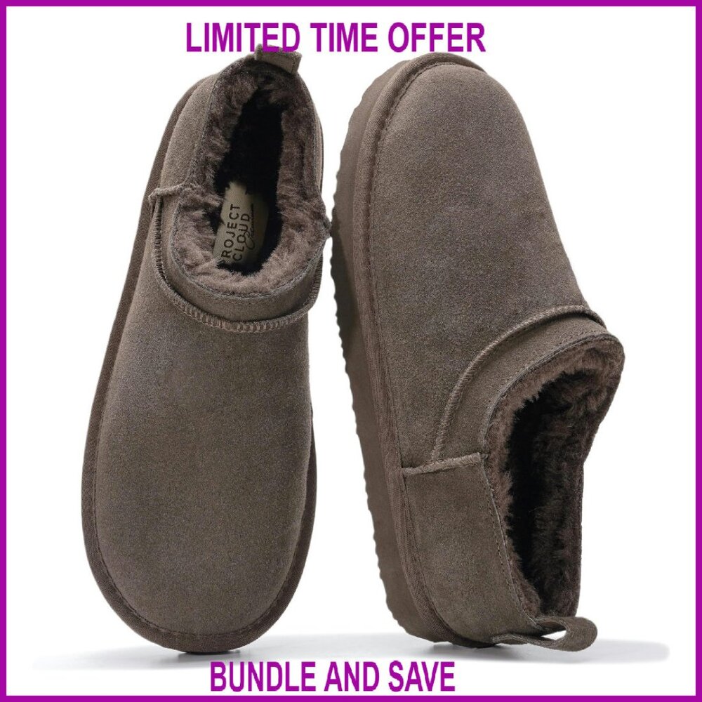 Women's Genuine Leather Micro Boots with Memory Foam Slip On Ankle Boots